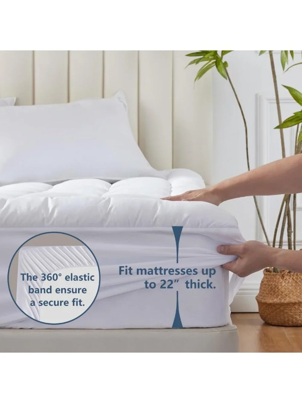 Cooling Twin Size Mattress Pad - Soft Pillow Top Cotton Mattress Topper